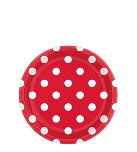 PRATOS DESCARTAVEIS  BOLAS VERMELHAS